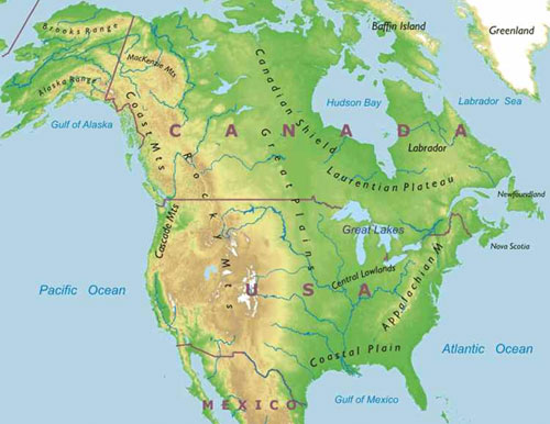 map of usa and canada. USA, Canada, Mexico