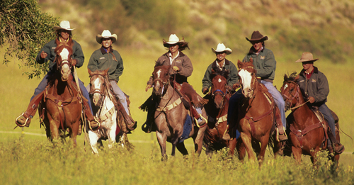 Riders at the Drowsy Water Ranch in Colorado