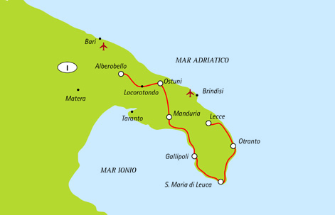 Route Map Puglia