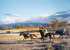 Riding across the area at the base of Mt. Kilimanjaro