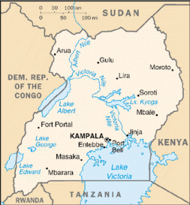 [Country map of Uganda]