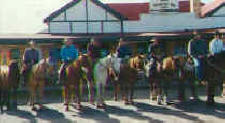 a team of riders outside the deepwater pub