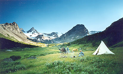Relaxing with the horses at Goat Camp