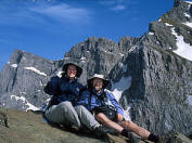 Tom and Carol Dempsey on a knob above Dragon Lake on the Timfi Massif, in the Pindos Mountains, Greece