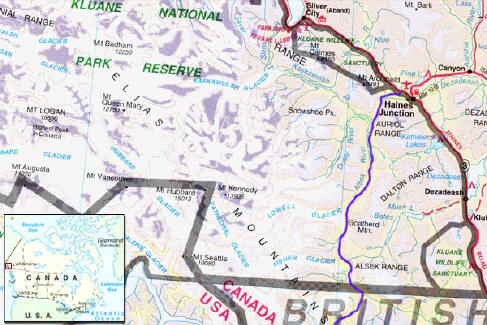 Map of the Upper Alsek River Expedition Route