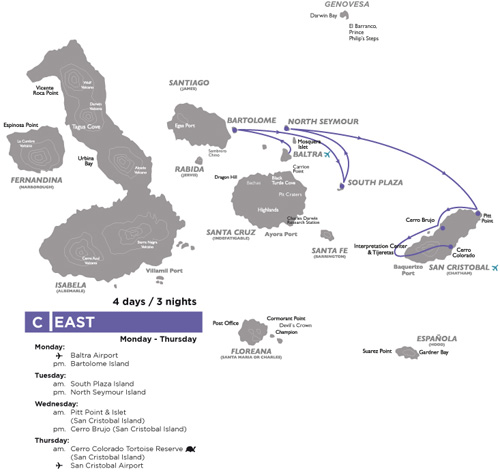 map itinerary C Galapagos Legend