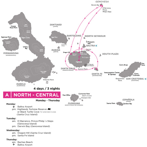 Map itinerary A Legend